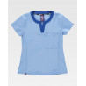 Blouse médicale femme bleu ciel/marine col rond WORKTEAM