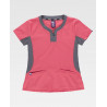 Blouse médicale femme rose/gris col rond WORKTEAM